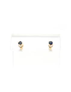 Boucles d'oreilles contemporaines en or jaune 18 carats serties de saphirs - 3