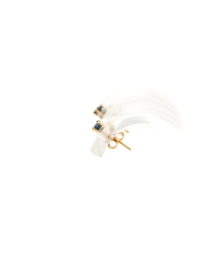 Boucles d'oreilles contemporaines en or jaune 18 carats serties de saphirs - 5