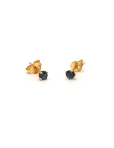 Boucles d'oreilles contemporaines en or jaune 18 carats serties de saphirs - 1