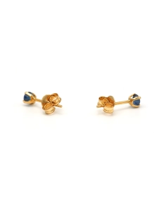 Boucles d'oreilles contemporaines en or jaune 18 carats serties de saphirs - 2