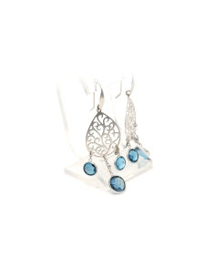 Boucles d'oreilles contemporaines en or blanc 18 carats serties de topazes - 7