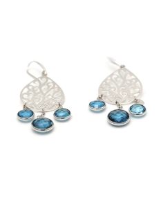 Boucles d'oreilles contemporaines en or blanc 18 carats serties de topazes - 1