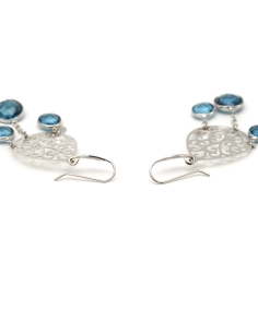 Boucles d'oreilles contemporaines en or blanc 18 carats serties de topazes - 2