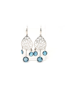 Boucles d'oreilles contemporaines en or blanc 18 carats serties de topazes - 3