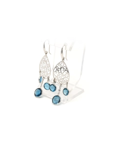 Boucles d'oreilles contemporaines en or blanc 18 carats serties de topazes - 4