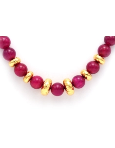 Collier contemporain en or jaune 18 carats et perles de rubis - 4