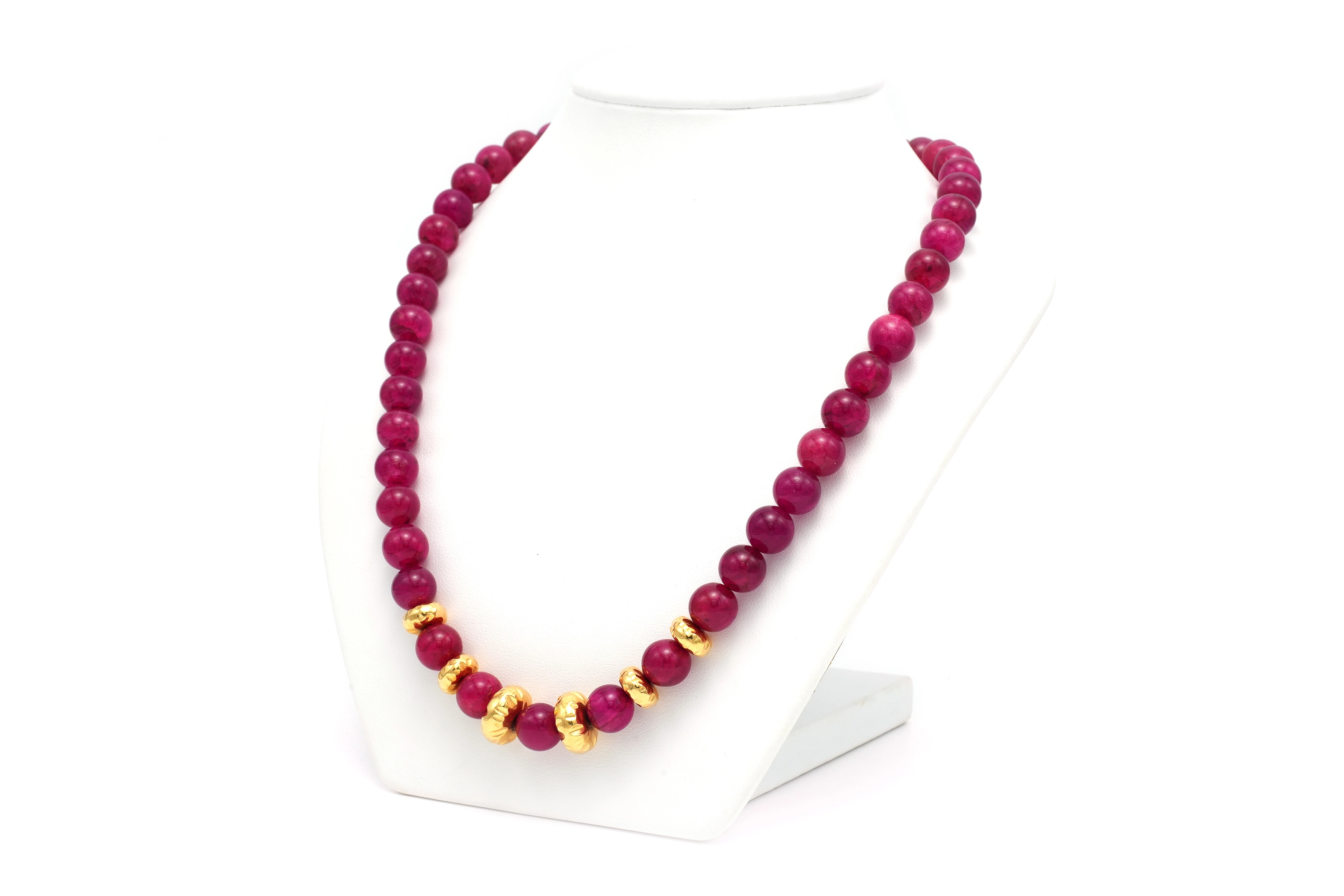 Collier contemporain en or jaune 18 carats et perles de rubis - 2