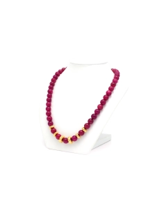 Collier contemporain en or jaune 18 carats et perles de rubis - 2