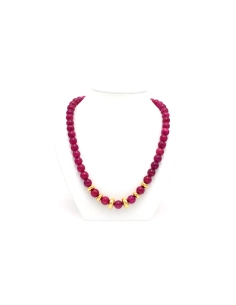 Collier contemporain en or jaune 18 carats et perles de rubis - 1