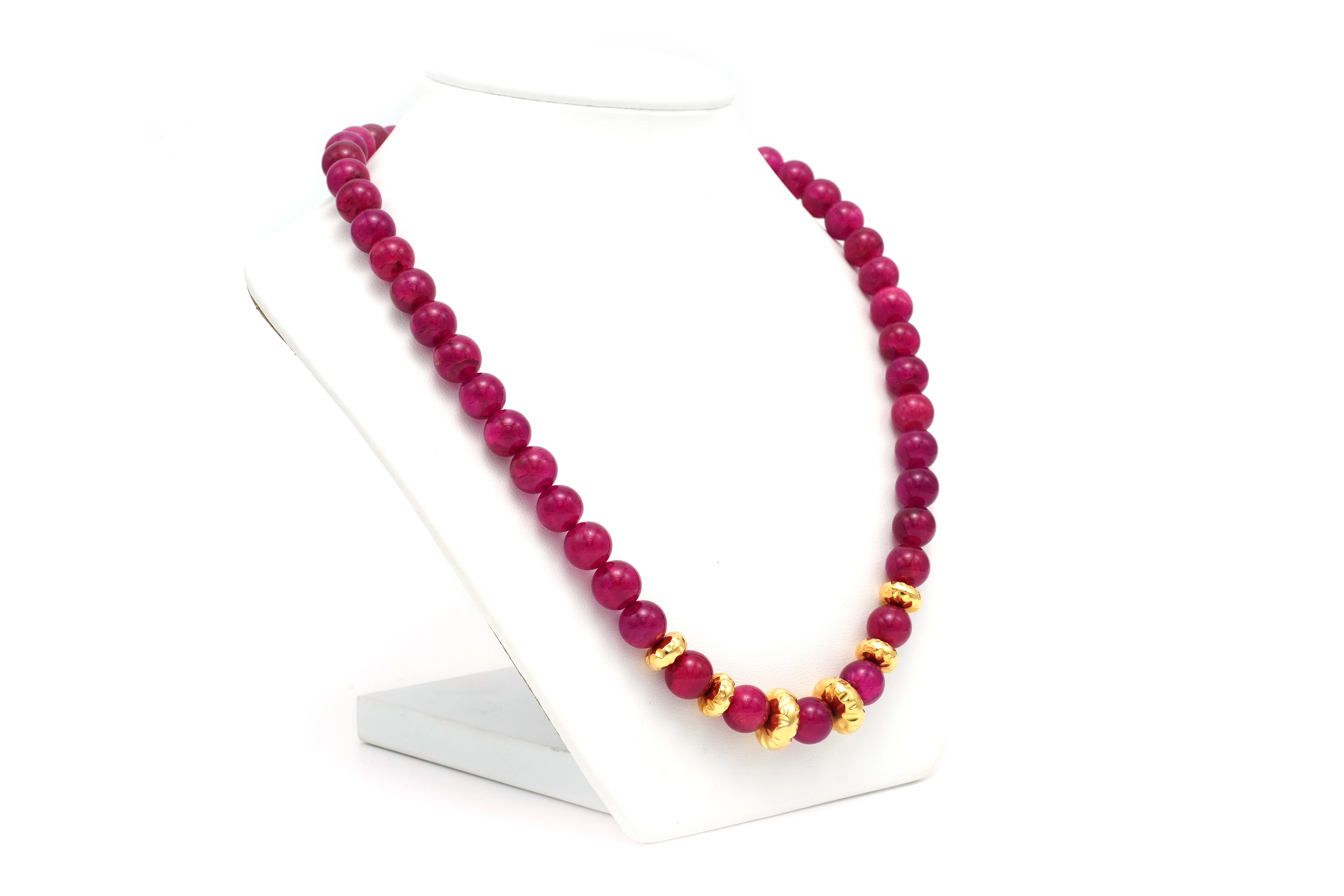 Collier contemporain en or jaune 18 carats et perles de rubis - 3