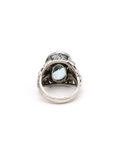 Bague Art Déco en or blanc 18 carats et platine sertie d'une spinelle de synthèse et de diamants "taille" rose - - 4