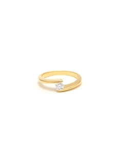 Bague contemporaine en or jaune 18 carats sertie d'un diamant "taille" brillant (+-0.25ct) - 1