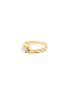 Bague contemporaine en or jaune 18 carats sertie d'un diamant "taille" brillant (+-0.25ct) - 2
