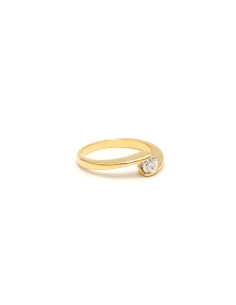Bague contemporaine en or jaune 18 carats sertie d'un diamant "taille" brillant (+-0.25ct) - 6
