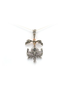 Pendentif Napoléon III en or jaune 18 carats et argent serti de diamants "taille" rose - 1