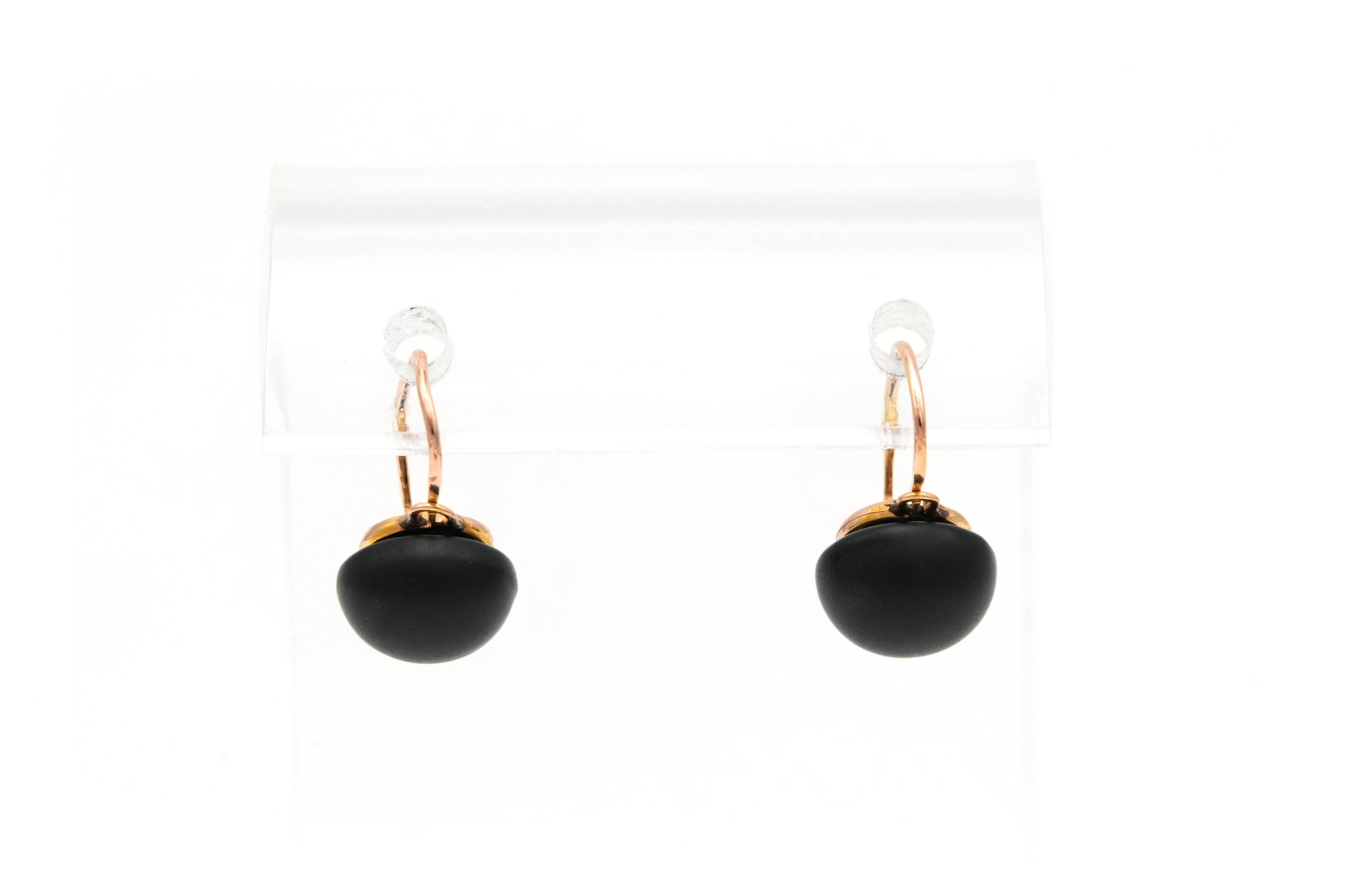 Boucles d'oreilles Napoléon III en or 18 carats serties d'onyx - 3