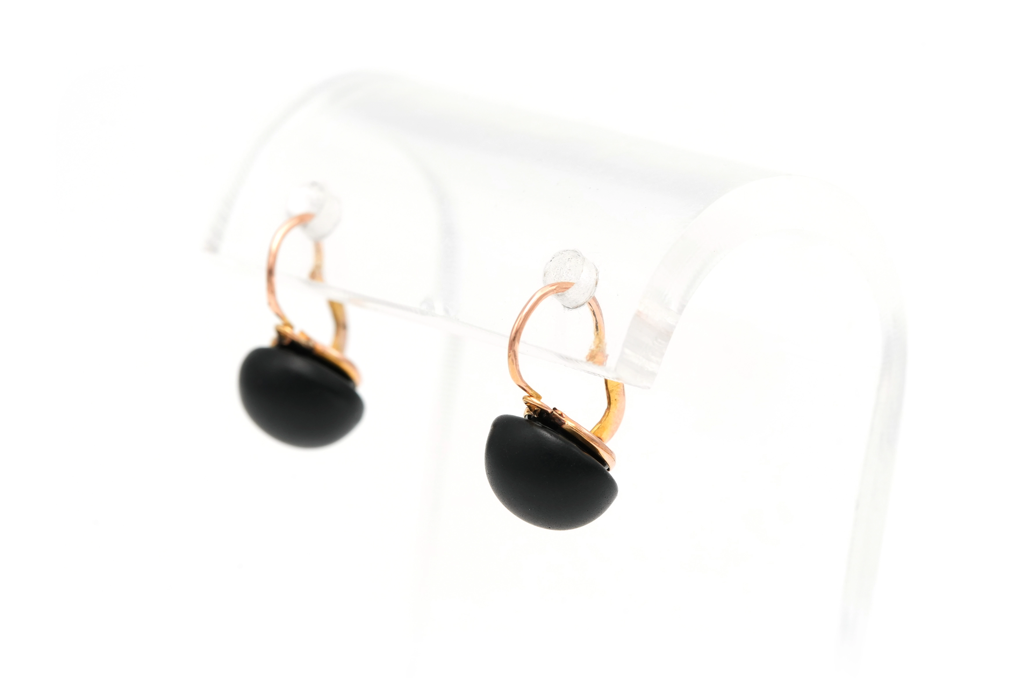 Boucles d'oreilles Napoléon III en or 18 carats serties d'onyx - 4