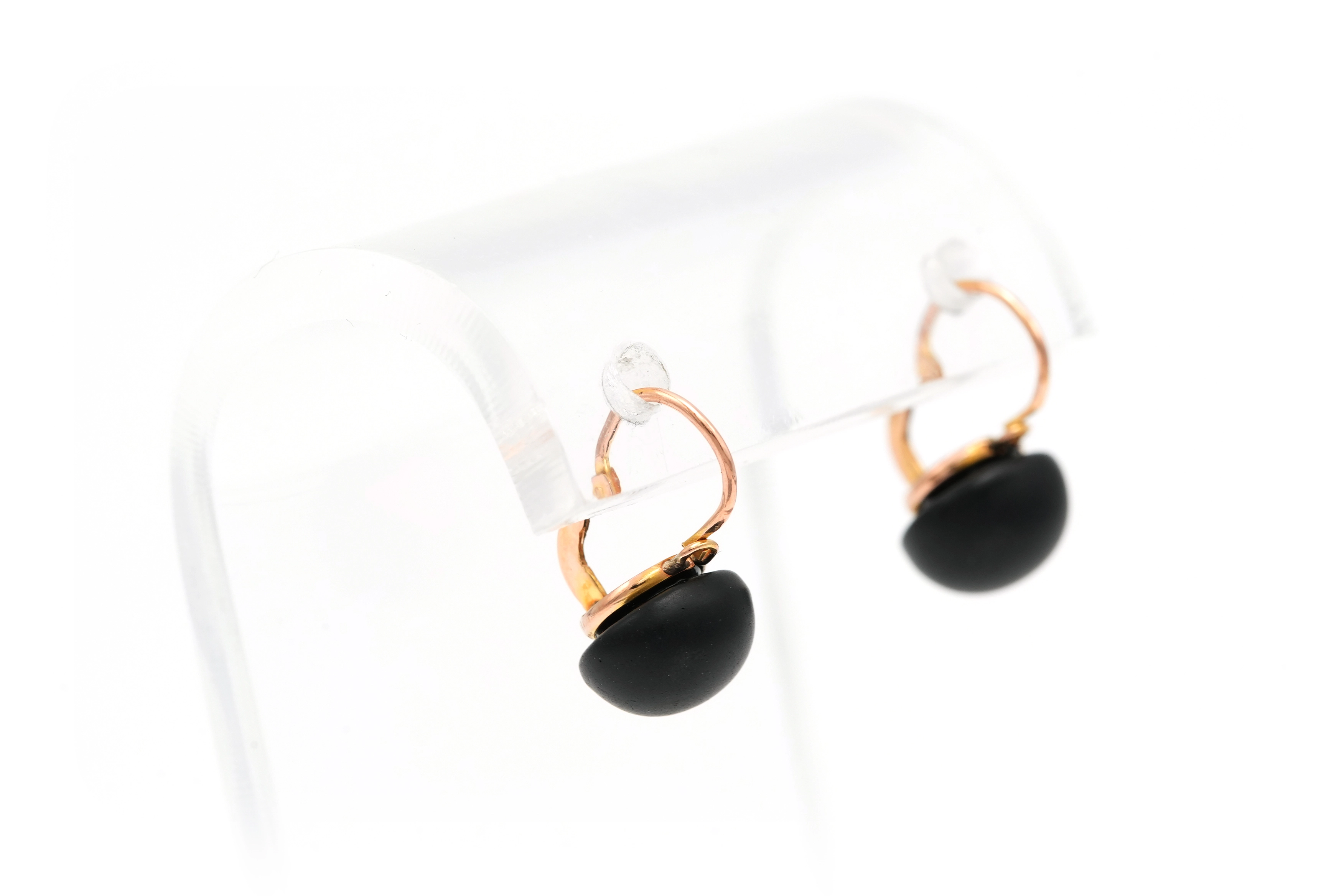 Boucles d'oreilles Napoléon III en or 18 carats serties d'onyx - 7