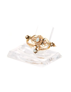 Broche Art Nouveau en or jaune 18 carats sertie d'opales et de perles - 4