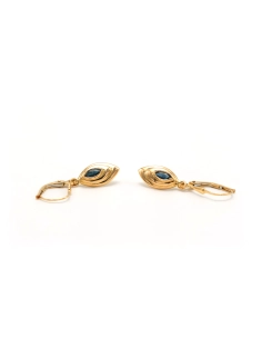 Boucles d'oreilles 1970 en or jaune 18 carats serties de saphirs - 1