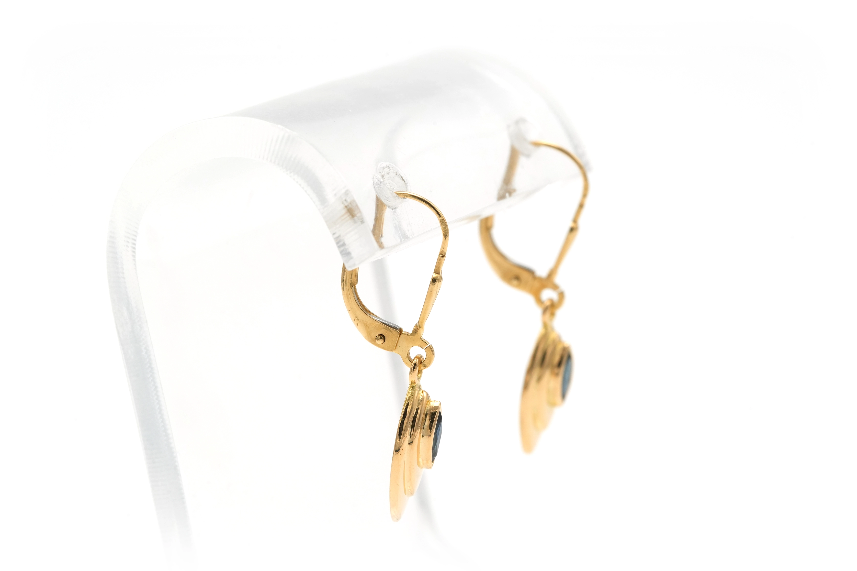 Boucles d'oreilles 1970 en or jaune 18 carats serties de saphirs - 7