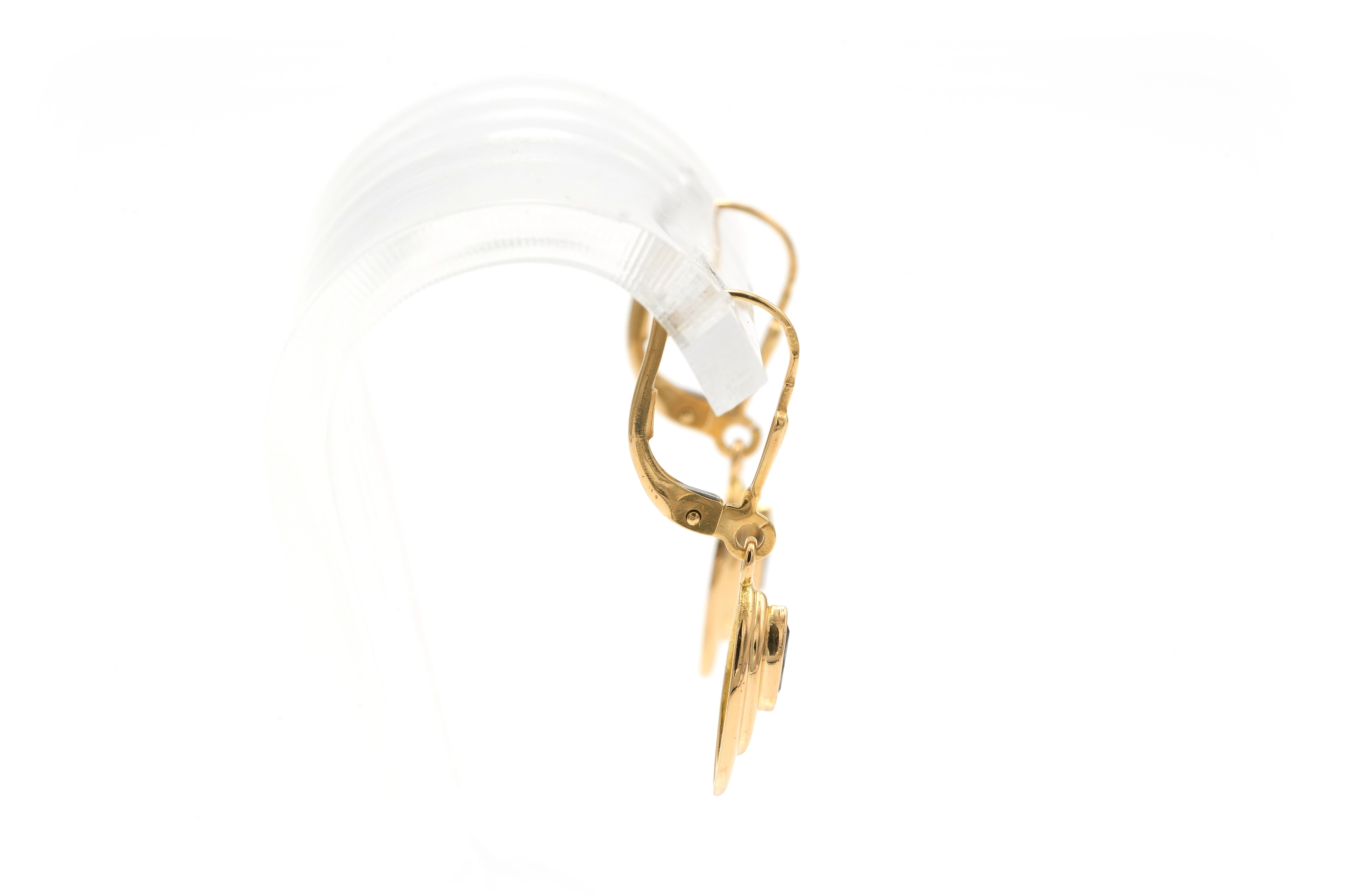 Boucles d'oreilles 1970 en or jaune 18 carats serties de saphirs - 6