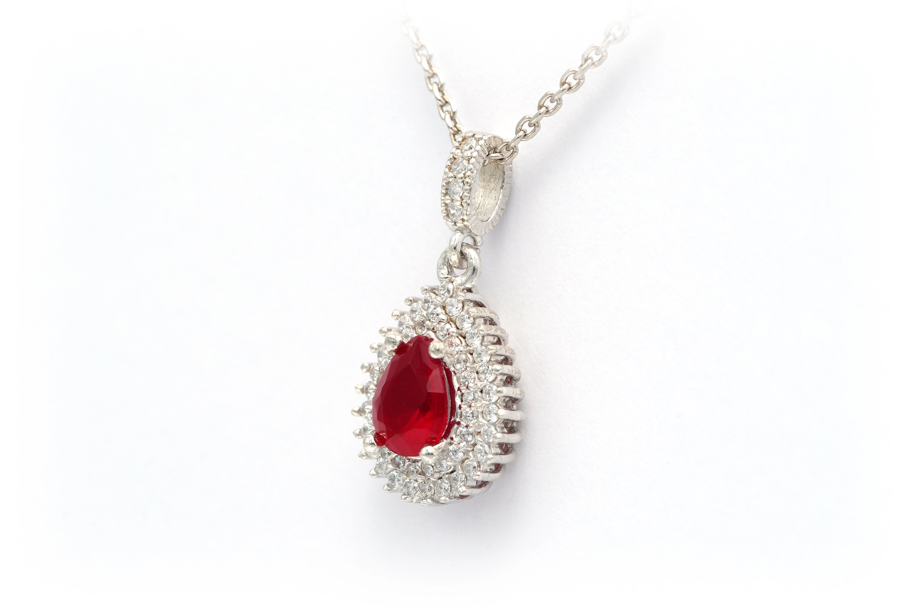 Collier contemporain en argent 925 serti d'un rubis et de zirconiums - 2