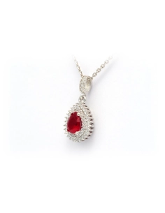 Collier contemporain en argent 925 serti d'un rubis et de zirconiums - 2