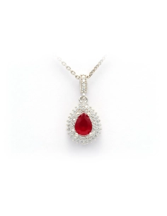 Collier contemporain en argent 925 serti d'un rubis et de zirconiums - 1