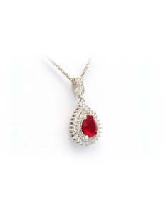 Collier contemporain en argent 925 serti d'un rubis et de zirconiums - 3