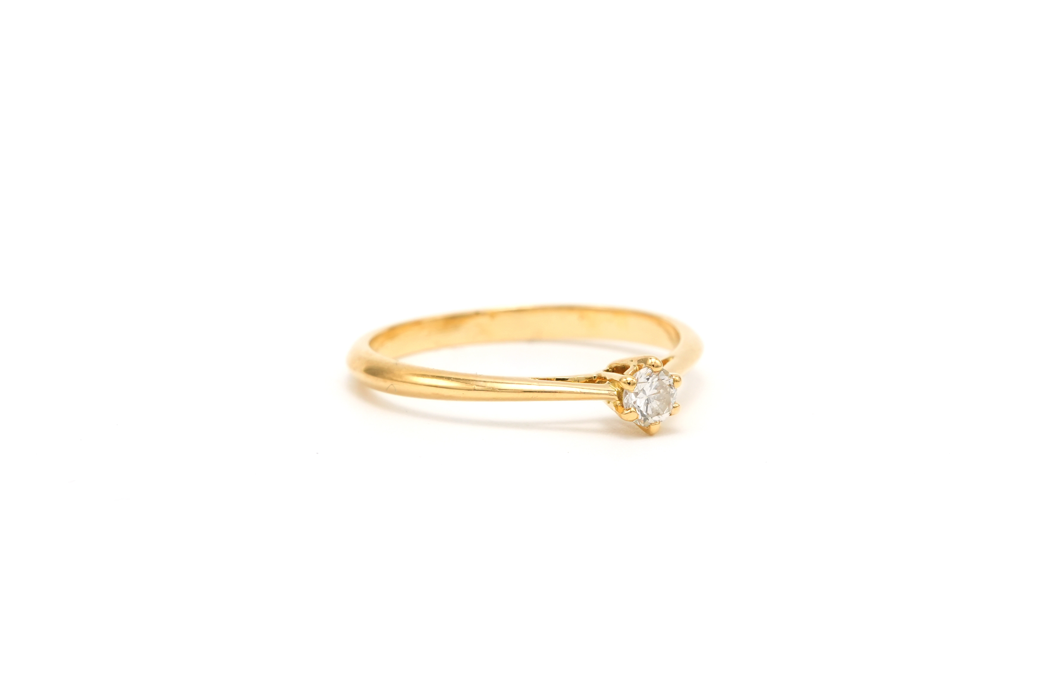 Solitaire contemporain en or jaune 18 carats serti d'un diamant "taille" brillant (+-0.1ct) - - 6