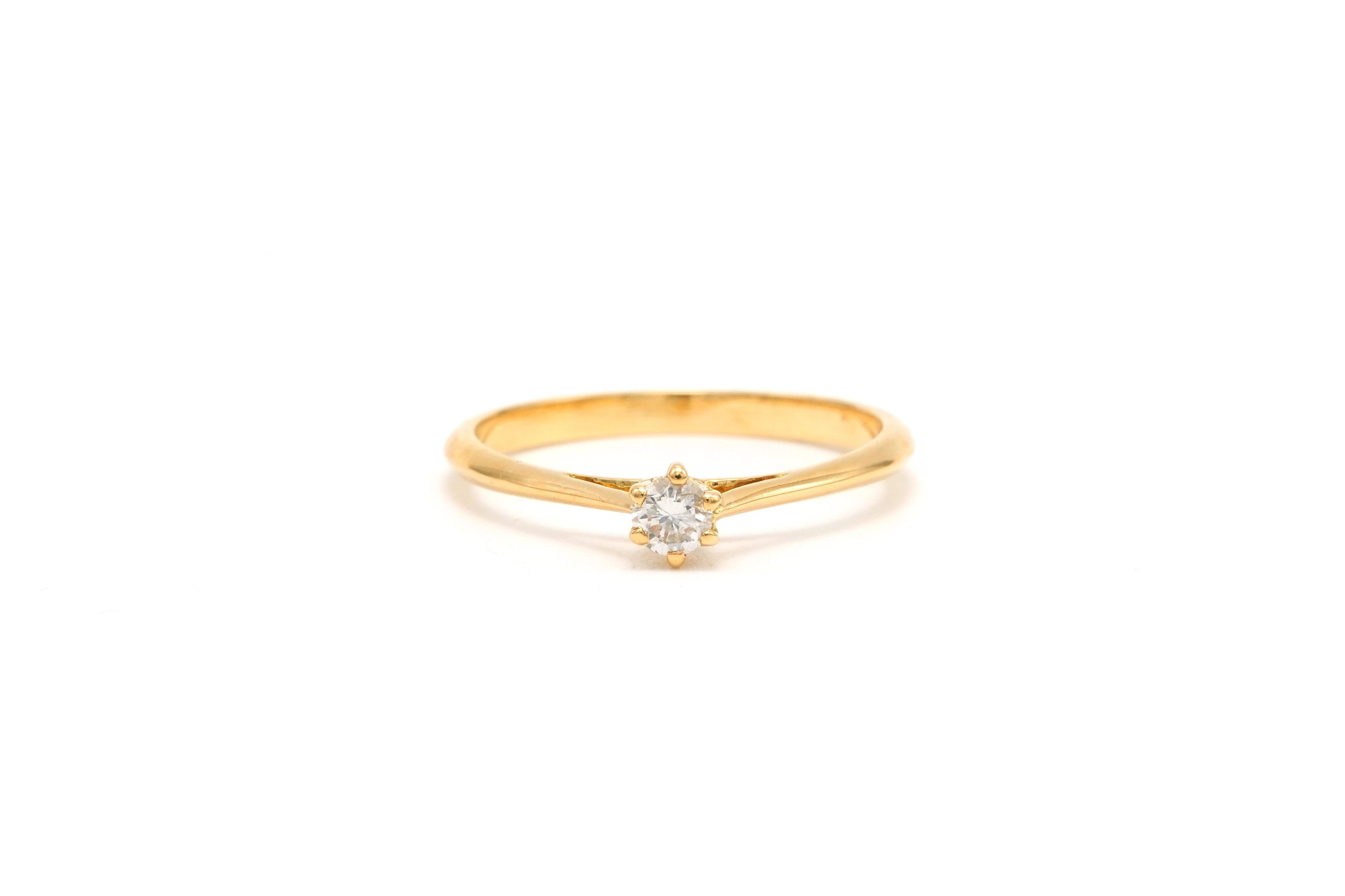 Solitaire contemporain en or jaune 18 carats serti d'un diamant "taille" brillant (+-0.1ct) - - 1
