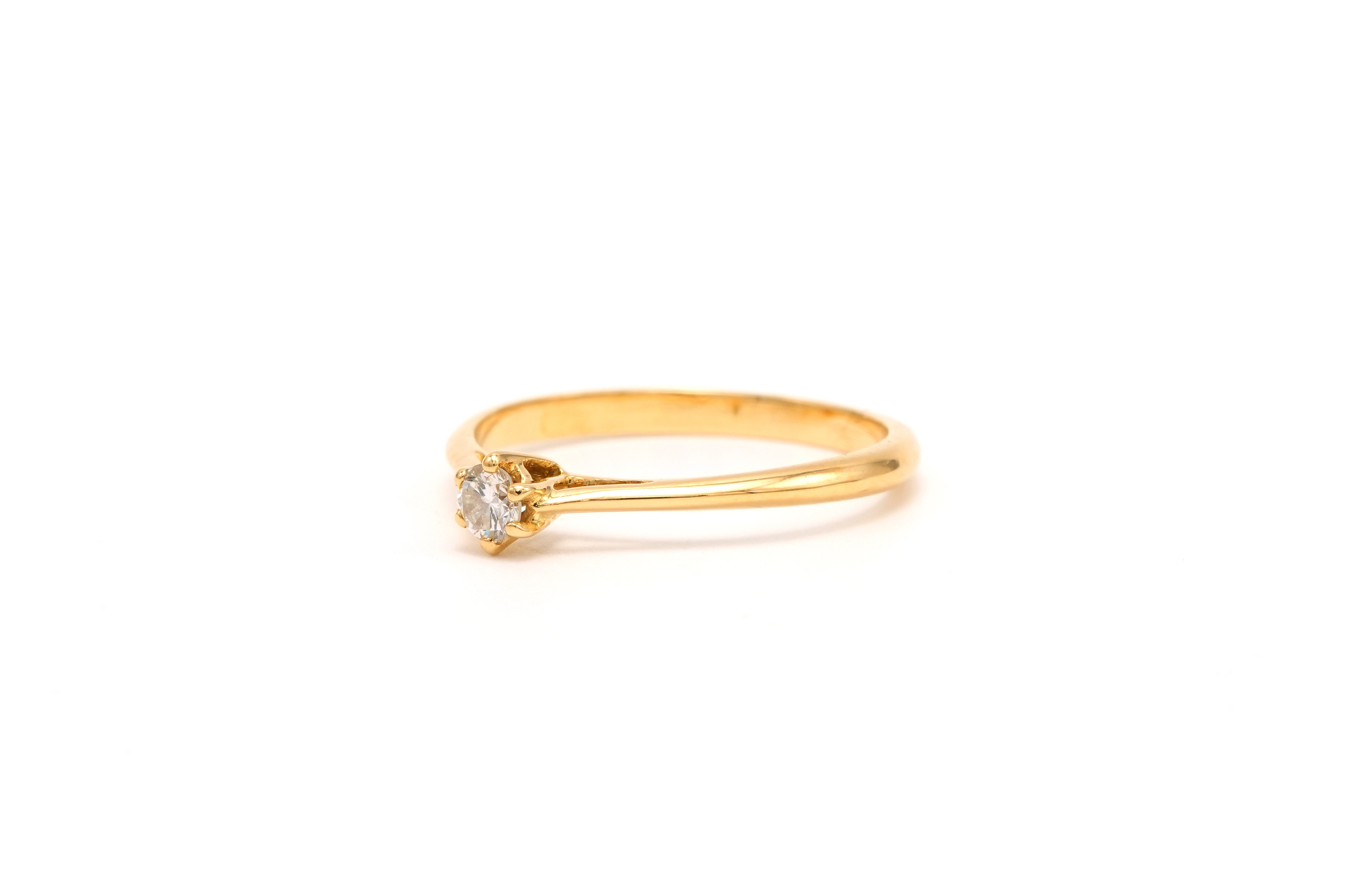 Solitaire contemporain en or jaune 18 carats serti d'un diamant "taille" brillant (+-0.1ct) - 2