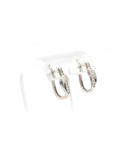 Boucles d'oreilles contemporaines en or blanc 14 carats serties de diamants "taille" brillant (+-0.168ct) - 7