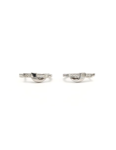 Boucles d'oreilles contemporaines en or blanc 14 carats serties de diamants "taille" brillant (+-0.168ct) - 1