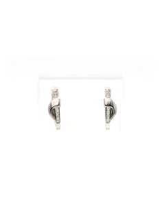 Boucles d'oreilles contemporaines en or blanc 14 carats serties de diamants "taille" brillant (+-0.168ct) - 3