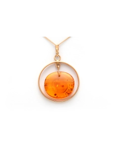 Collier contemporain or jaune 14 carats et ambre - 1