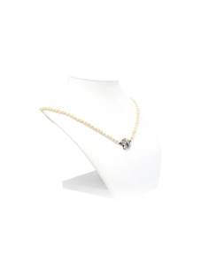 Collier Art Nouveau en or blanc 18 carats serti de diamant "taille" old cut et 8/8 et saphir de synthèse - 4