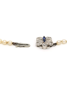Collier Art Nouveau en or blanc 18 carats serti de diamant "taille" old cut et 8/8 et saphir de synthèse - 6