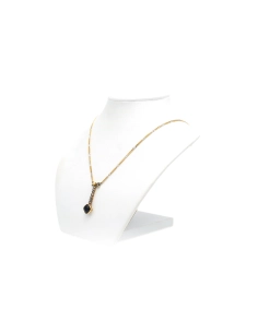 Collier Art Nouveau en or jaune et blanc 18 carats serti d'un saphir de synthèse d'une perle et de diamants "taille" rose - 3