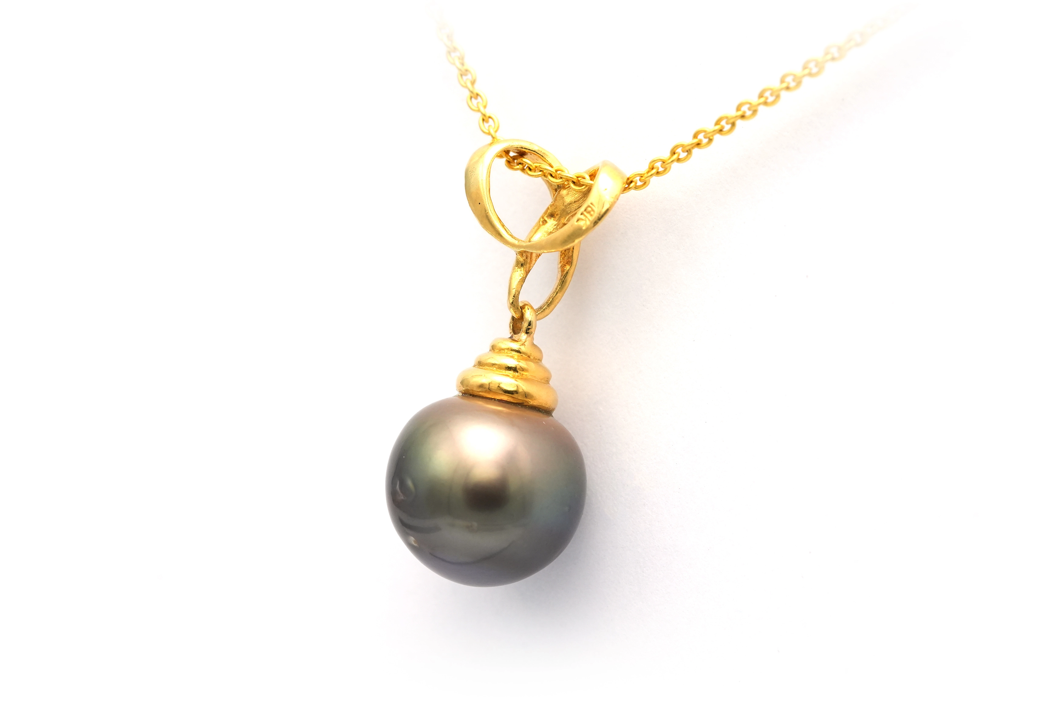 Pendentif contemporaine en or jaune 18 carats et perle de Tahiti - - 2