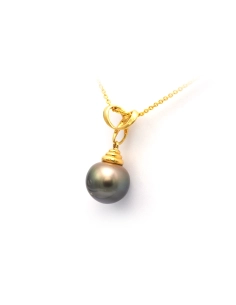 Pendentif contemporaine en or jaune 18 carats et perle de Tahiti - - 2