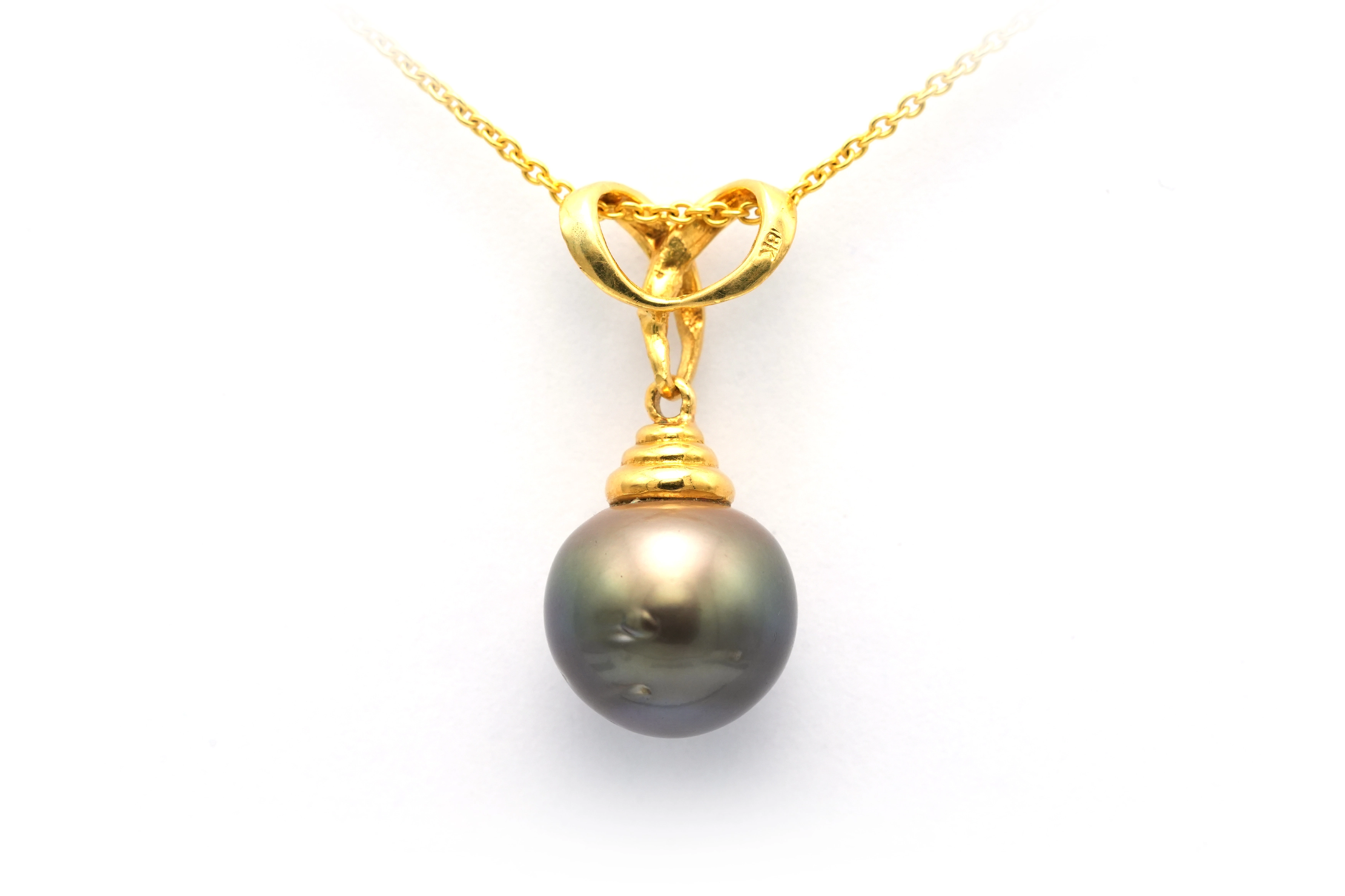 Pendentif contemporaine en or jaune 18 carats et perle de Tahiti - - 1