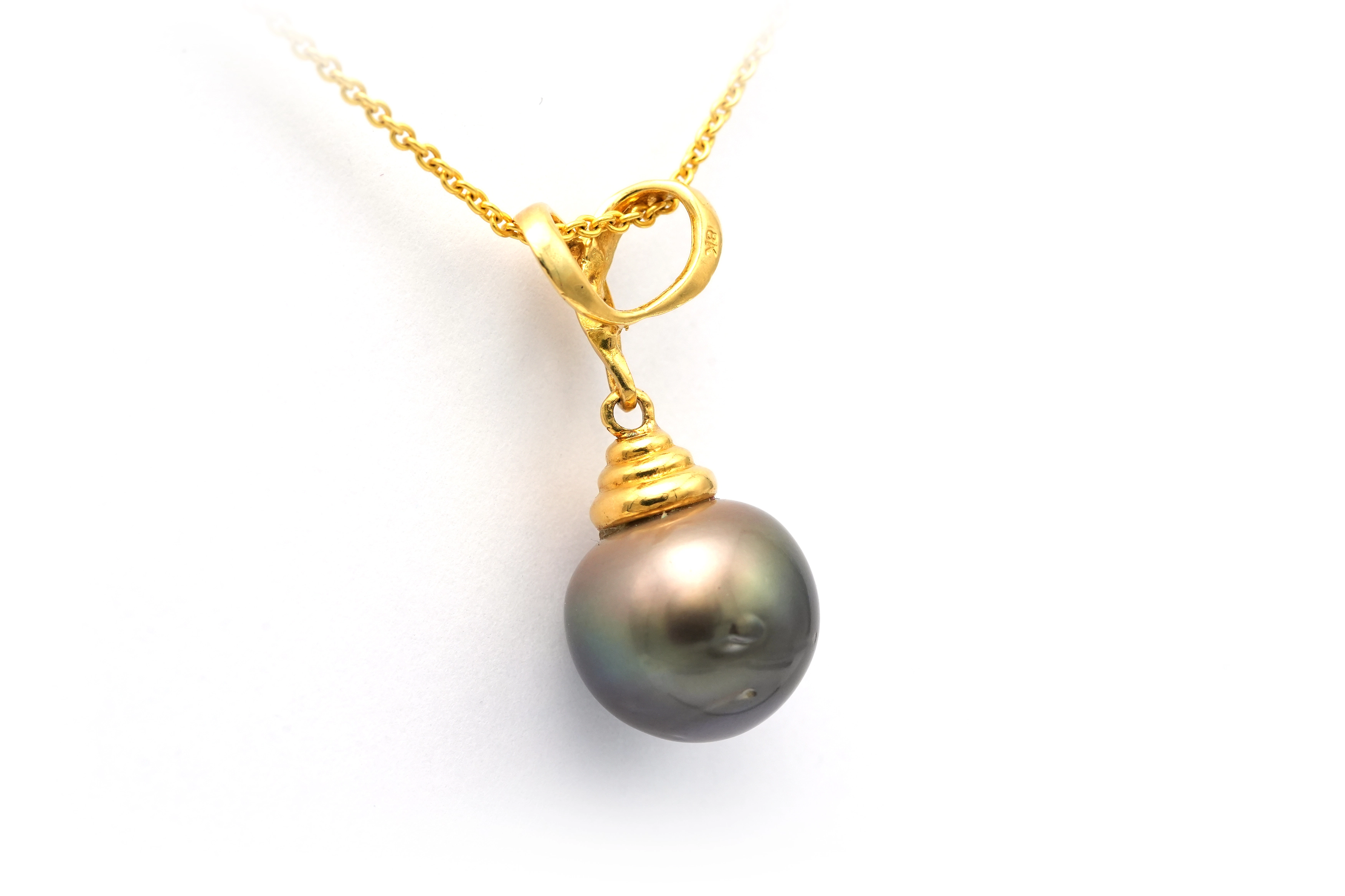 Pendentif contemporaine en or jaune 18 carats et perle de Tahiti - - 3