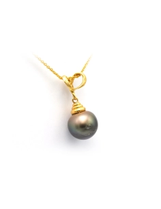 Pendentif contemporaine en or jaune 18 carats et perle de Tahiti - - 3