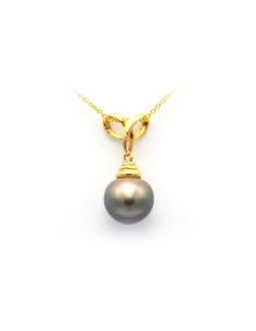 Pendentif contemporaine en or jaune 18 carats et perle de Tahiti - - 4