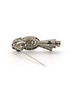 Broche Années 50 en or blanc 18 carats sertie de diamants "taille" brillant (+-3.468ct) - 4