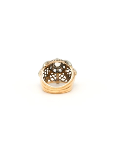 Bague Art Déco en or jaune et blanc 18 carats sertie de diamants taille "rose" - 4