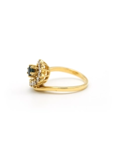 Bague contemporaine en or jaune 18 carats sertie d'un saphir et de diamants "taille" brillant (+-0.48ct) - 3