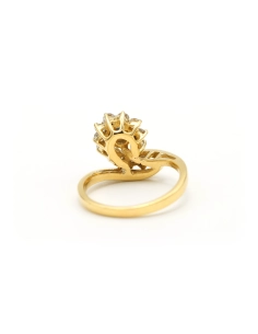Bague contemporaine en or jaune 18 carats sertie d'un saphir et de diamants "taille" brillant (+-0.48ct) - 4